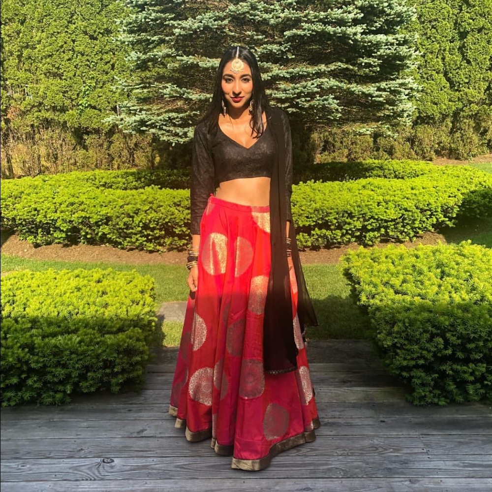 MKP | Black & Red Indian Lengha